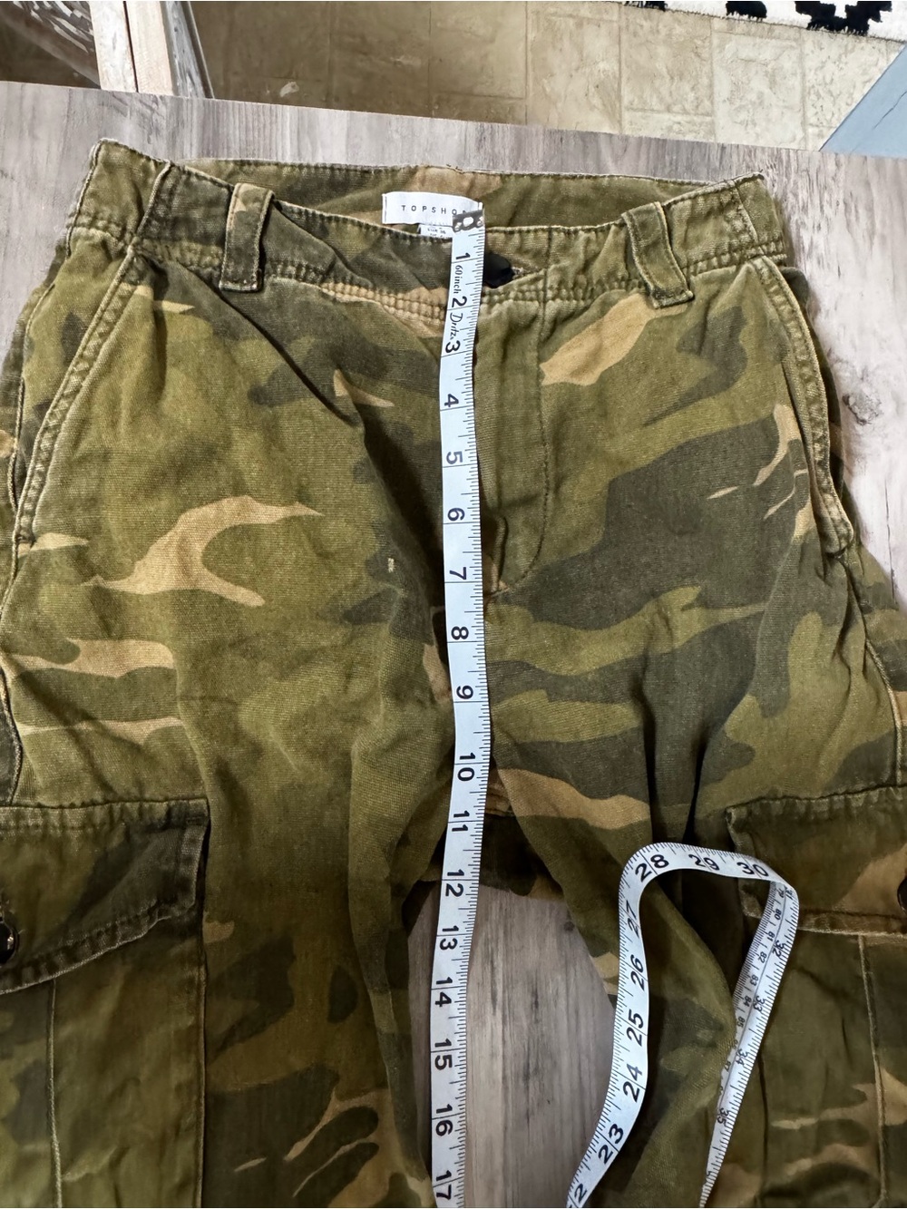 Topshop Olive Camo Straight-Leg Cargo Jeans - Picture 8 of 12